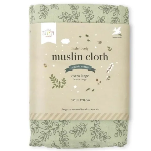 A Little Lovely Company Leaves Hydrofiele Doek XL - Sage> Multidoek