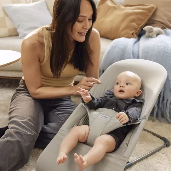 BabyBjörn Balance Soft Wipstoeltje Geweven Jersey Tri-Fabric - Zandgrijs> Sitters