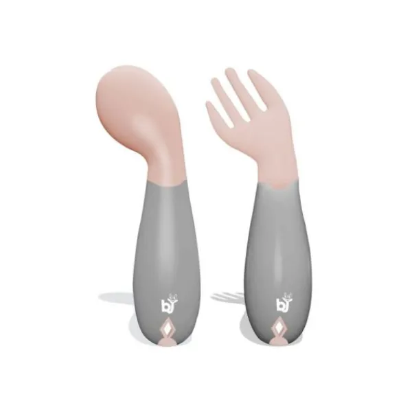 Babyjem Gebogen Vork En Lepel Roze> Bestek