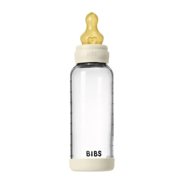 BIBS Fles - Medium Flow - 240 ml - Glas/Latex - Ivory> Flessen