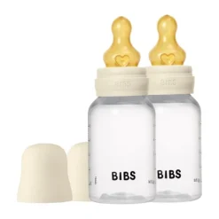 BIBS Fles - Slow Flow - 2 Pack - 150 ml - Latex - Ivory - Ronde Speen> Flessen