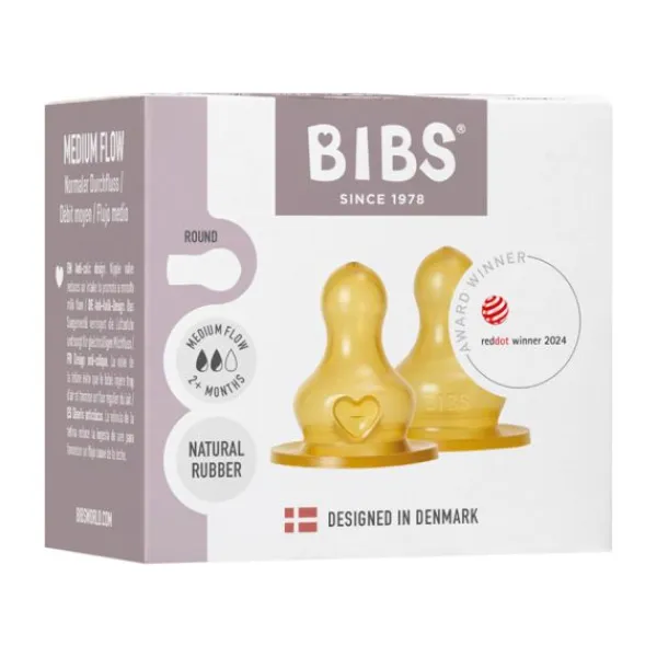BIBS Flesspeen Rond - Medium Flow - 2 Pack - Latex> Flessen
