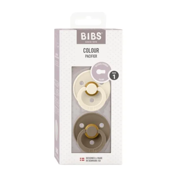 BIBS Fopspeen Round 0-6mnd Dark Oak/Ivory (2 stuks)> Fopspenen 0-6 Maanden|Fopspenen 12+ Maanden