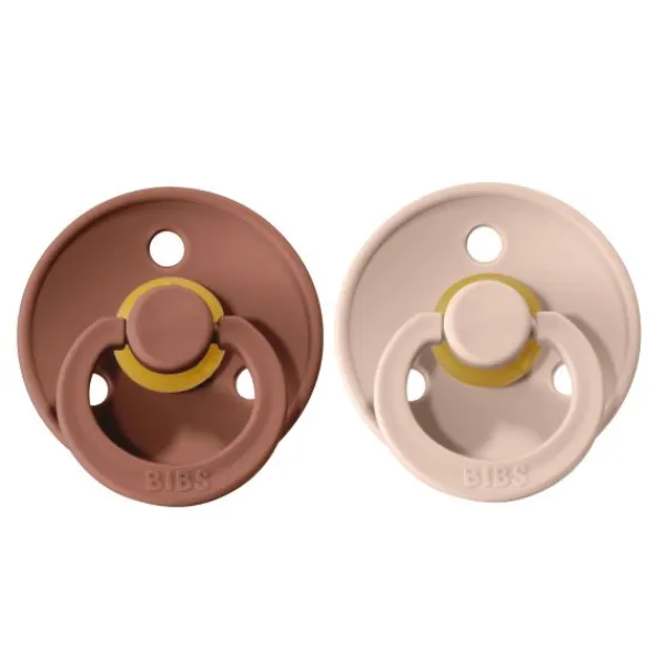 BIBS Fopspeen Round 0-6mnd Dark Oak/Ivory (2 stuks)> Fopspenen 0-6 Maanden|Fopspenen 12+ Maanden