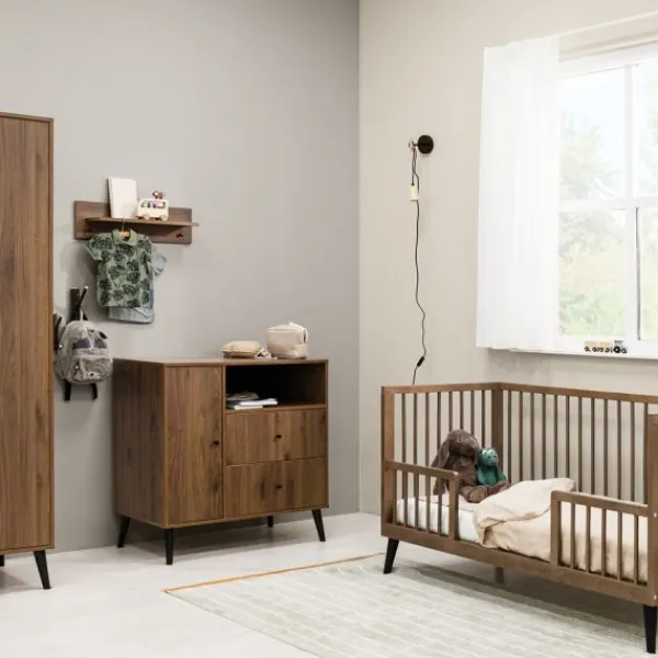 Bopita Zara Bladvergroter - Walnoot/Zwart> Complete Babykamers|Ladekasten