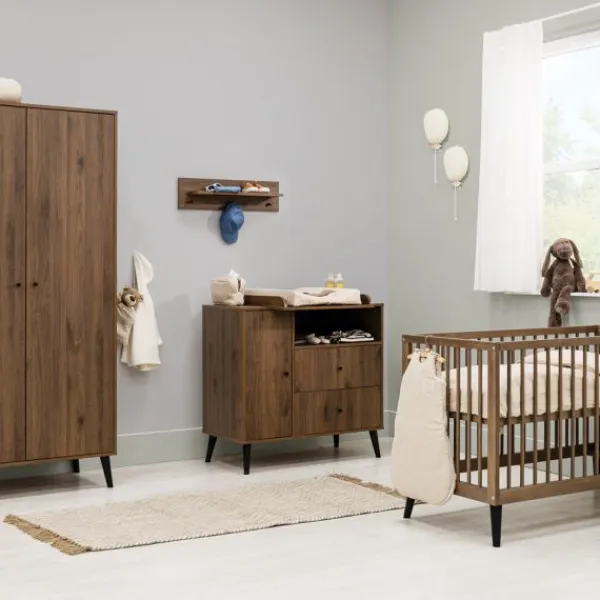 Bopita Zara Bladvergroter - Walnoot/Zwart> Complete Babykamers|Ladekasten
