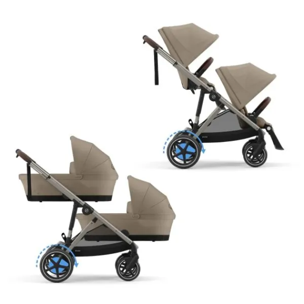Cybex Duowagen Gazelle S Seashell Beige - Light Beige> Tweeling Kinderwagens|Duo Kinderwagens