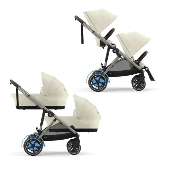 Cybex Duowagen Gazelle S Seashell Beige - Light Beige> Tweeling Kinderwagens|Duo Kinderwagens