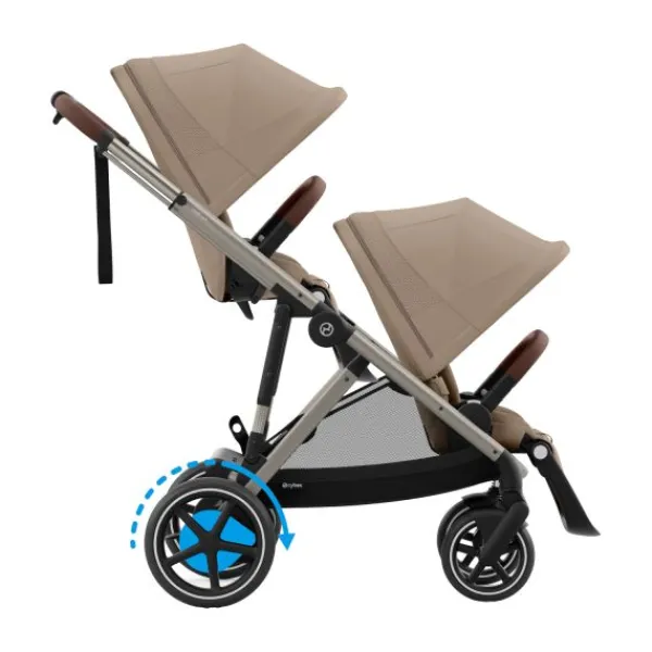 Cybex eGazelle S Almond Beige/Beige> Tweeling Kinderwagens|Duo Kinderwagens