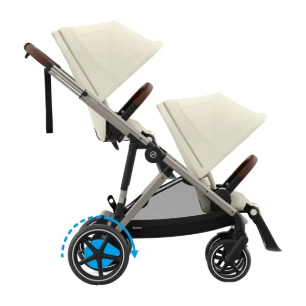 Cybex eGazelle S Almond Beige/Beige> Tweeling Kinderwagens|Duo Kinderwagens