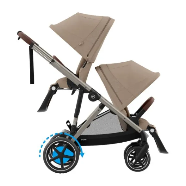 Cybex eGazelle S Almond Beige/Beige> Tweeling Kinderwagens|Duo Kinderwagens