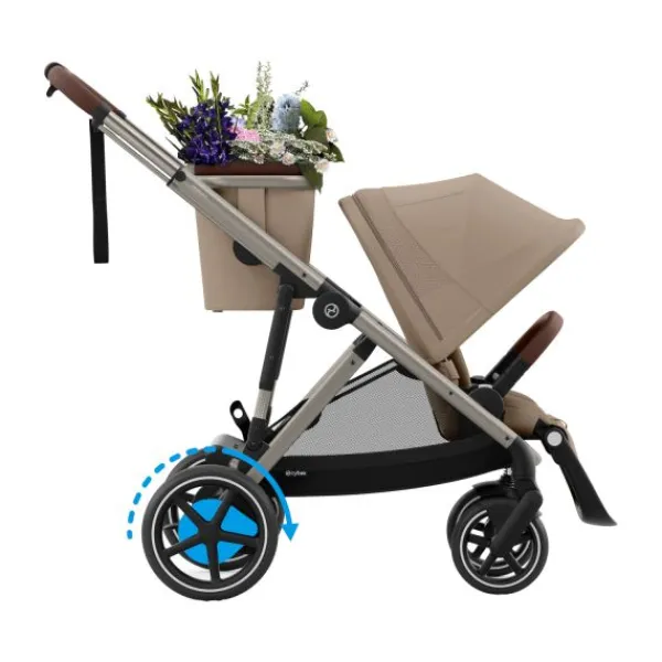 Cybex eGazelle S Almond Beige/Beige> Tweeling Kinderwagens|Duo Kinderwagens