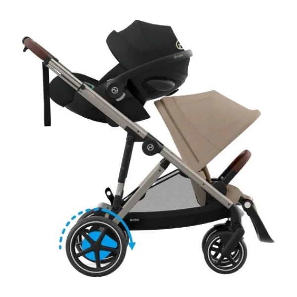 Cybex eGazelle S Almond Beige/Beige> Tweeling Kinderwagens|Duo Kinderwagens