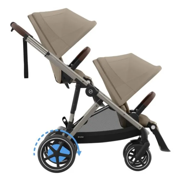 Cybex E-Gazelle S DUO kinderwagen 3-in-1 Almond Beige / Beige> Uitbreidbare Kinderwagens|Tweeling Kinderwagens