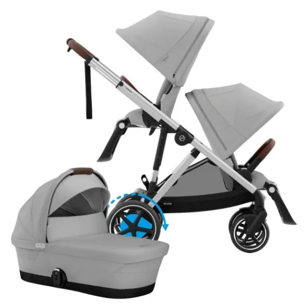 Cybex E-Gazelle S DUO kinderwagen 3-in-1 Almond Beige / Beige> Uitbreidbare Kinderwagens|Tweeling Kinderwagens