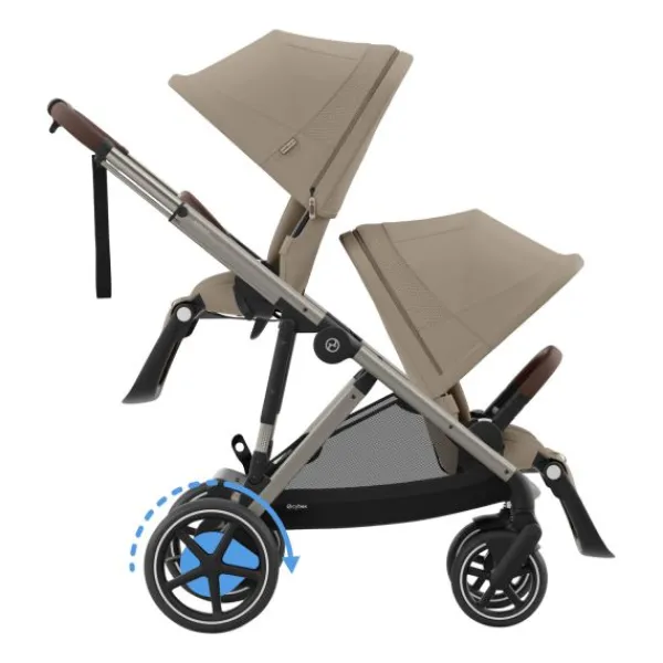 Cybex E-Gazelle S DUO kinderwagen 3-in-1 Almond Beige / Beige> Uitbreidbare Kinderwagens|Tweeling Kinderwagens
