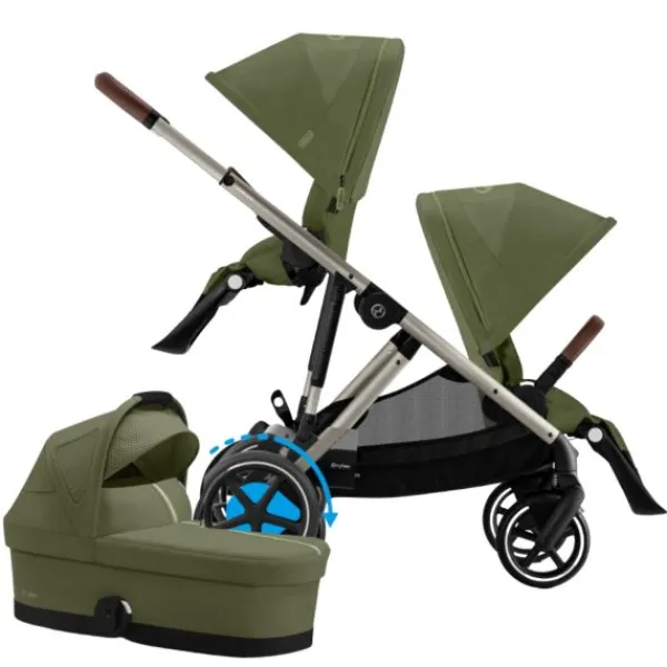 Cybex E-Gazelle S DUO kinderwagen 3-in-1 Almond Beige / Beige> Uitbreidbare Kinderwagens|Tweeling Kinderwagens
