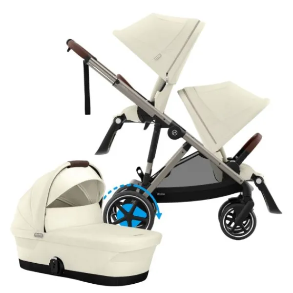 Cybex E-Gazelle S DUO kinderwagen 3-in-1 Almond Beige / Beige> Uitbreidbare Kinderwagens|Tweeling Kinderwagens