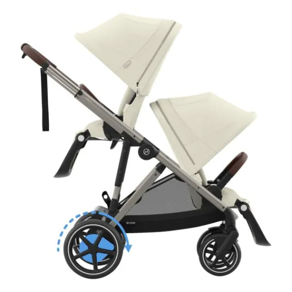 Cybex E-Gazelle S DUO kinderwagen 3-in-1 Almond Beige / Beige> Uitbreidbare Kinderwagens|Tweeling Kinderwagens