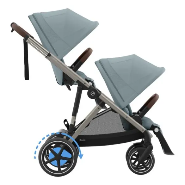 Cybex E-Gazelle S Twin-Kinderwagen Almond Beige / Beige> Uitbreidbare Kinderwagens|Wandelwagens