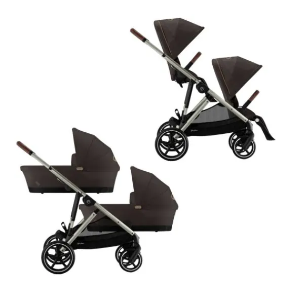 Cybex E-Gazelle S Twin-Kinderwagen Almond Beige / Beige> Uitbreidbare Kinderwagens|Wandelwagens
