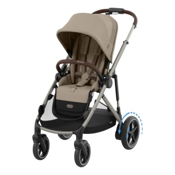 Cybex E-Gazelle S Twin-Kinderwagen Almond Beige / Beige> Uitbreidbare Kinderwagens|Wandelwagens