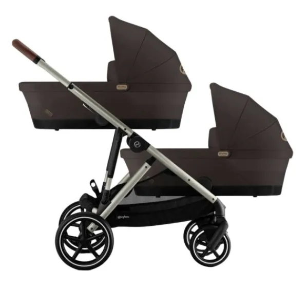 Cybex E-Gazelle S Twin-Kinderwagen Almond Beige / Beige> Uitbreidbare Kinderwagens|Wandelwagens