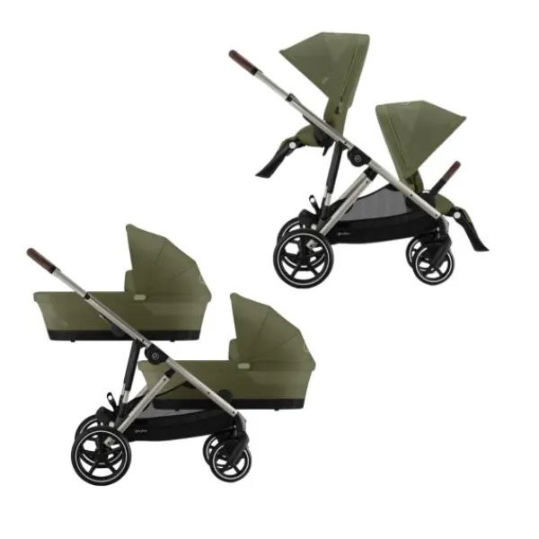 Cybex E-Gazelle S Twin-Kinderwagen Almond Beige / Beige> Uitbreidbare Kinderwagens|Wandelwagens