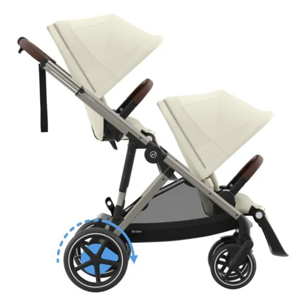 Cybex E-Gazelle S Twin-Kinderwagen Almond Beige / Beige> Uitbreidbare Kinderwagens|Wandelwagens