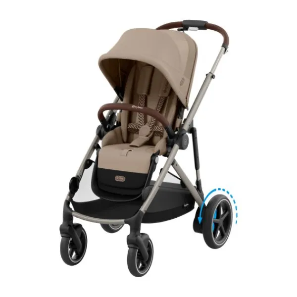 Cybex E-Gazelle S Twin-Kinderwagen Almond Beige / Beige> Uitbreidbare Kinderwagens|Wandelwagens