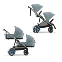Cybex E-Gazelle S Twin-Kinderwagen Almond Beige / Beige><noscript><img width=