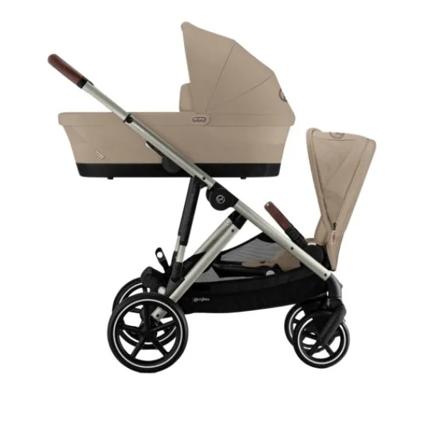 Cybex Tweelingwagen Gazelle S Seashell Beige - Light Beige> Tweeling Kinderwagens|Duo Kinderwagens