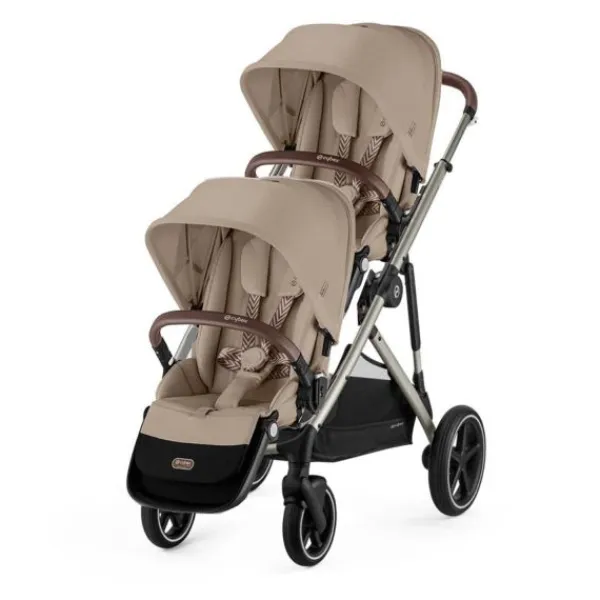 Cybex Tweelingwagen Gazelle S Seashell Beige - Light Beige> Tweeling Kinderwagens|Duo Kinderwagens