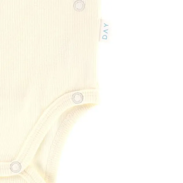 DAY Overslagromper Korte Mouw Rib - Mt. 74/80 - Cream> Rompertjes