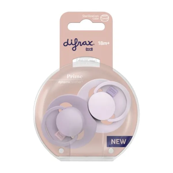Difrax Dynamic Lovi Prime Fopspeen - 18mnd+ - 2st. - Lilac / Violet> Fopspenen 18+ Maanden