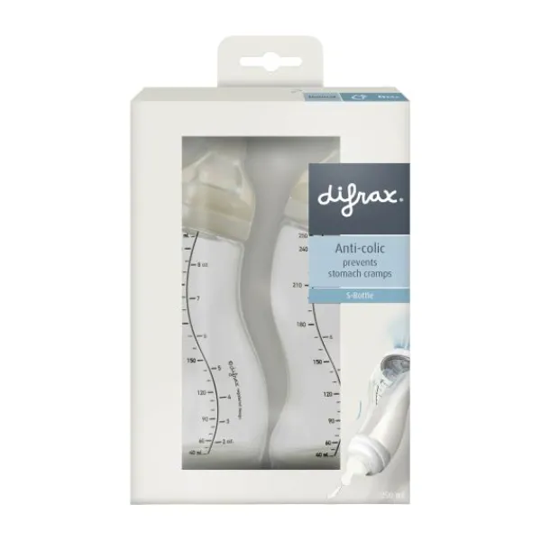 Difrax S-fles Natural – 250 ml – 2-pack – Ice/Ivory> Flessen