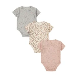 Dirkje Romper Korte Mouw Multi Colour Pink 3-Pack 44> Rompertjes