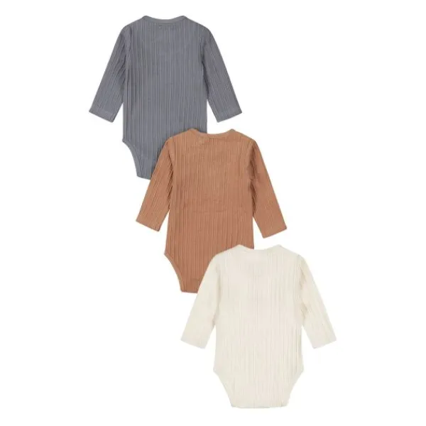 Dirkje Romper Lange Mouw Multi Colour Blue 3-Pack 50/56> Rompertjes