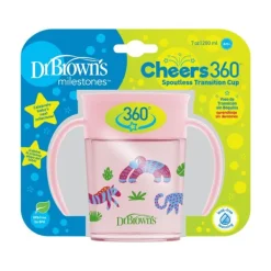 Dr. Brown's Beker Cheers 360 Roze Met Print 200ml> Bekers