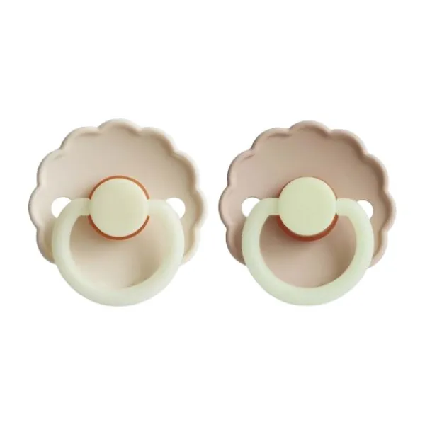 Frigg Fopspeen Daisy Night Croissant/Cream T1 0-6 mnd (2 stuks)> Fopspenen 0-6 Maanden