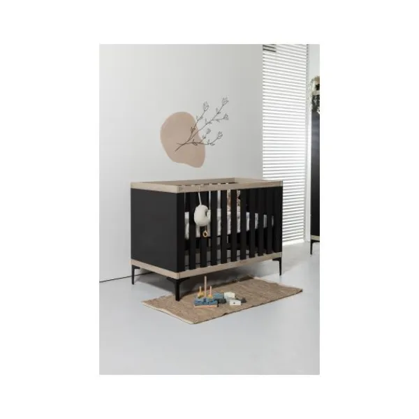 Interbaby Hanglegkast 2-Deurs Strips Zwart> Ladekasten|Wandrekken