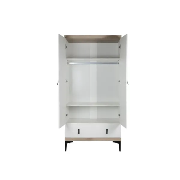 Interbaby Ledikant 60 x 120 - Commode 3 Laden - Hanglegkast 2-Deurs Strips Wit> Complete Babykamers|Ladekasten