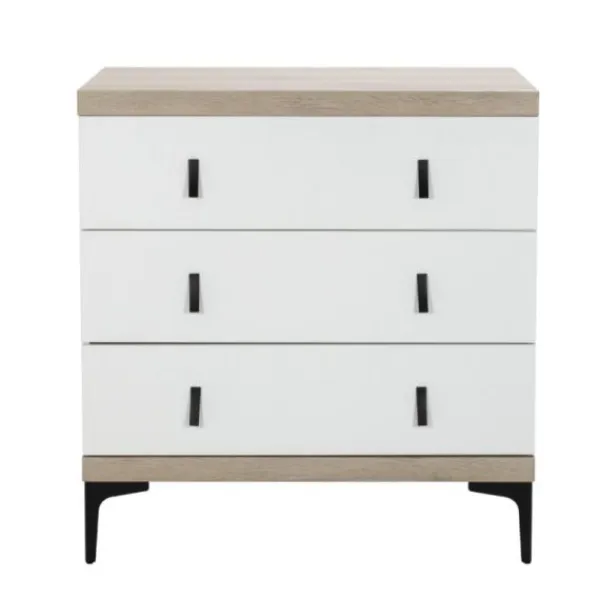 Interbaby Ledikant 60 x 120 - Commode 3 Laden - Hanglegkast 2-Deurs Strips Wit> Complete Babykamers|Ladekasten