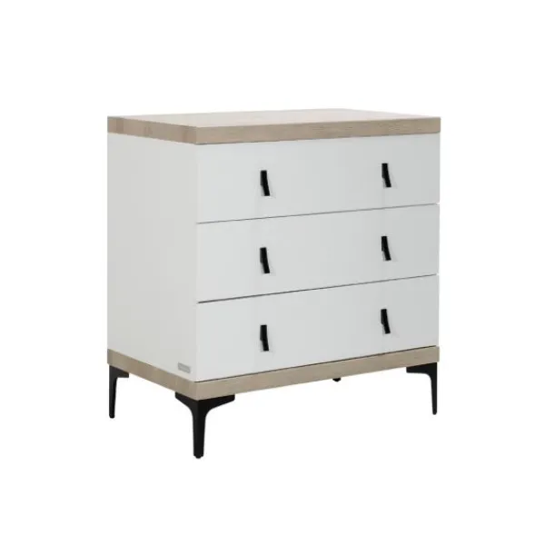 Interbaby Ledikant 60 x 120 - Commode 3 Laden - Hanglegkast 2-Deurs Strips Wit> Complete Babykamers|Ladekasten