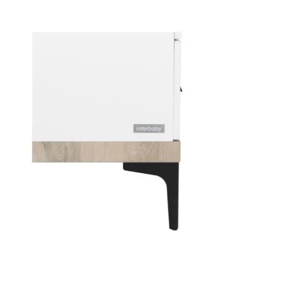 Interbaby Ledikant 60 x 120 - Commode 3 Laden - Hanglegkast 2-Deurs Strips Wit> Complete Babykamers|Ladekasten