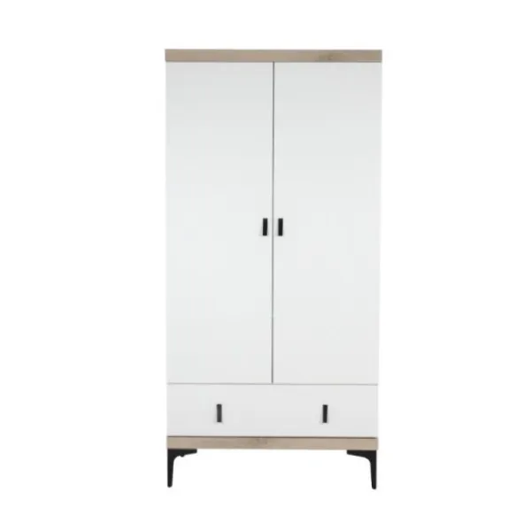 Interbaby Ledikant 60 x 120 - Commode 3 Laden - Hanglegkast 2-Deurs Strips Wit> Complete Babykamers|Ladekasten