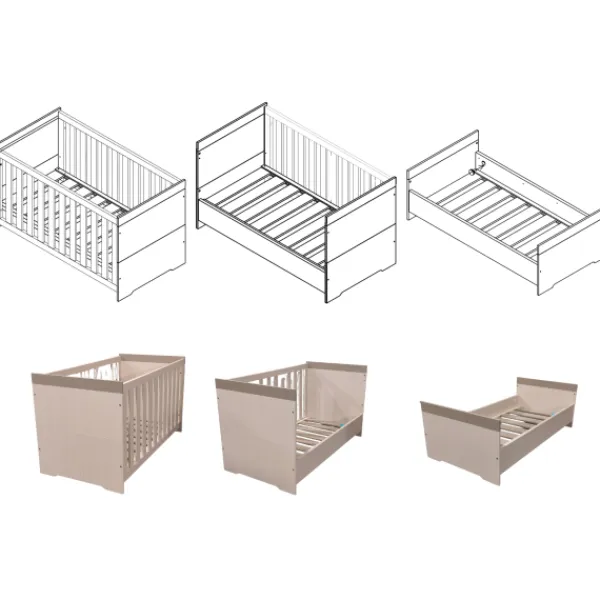 Interbaby ledikant 60x120 Sandstone> Complete Babykamers|Ladekasten