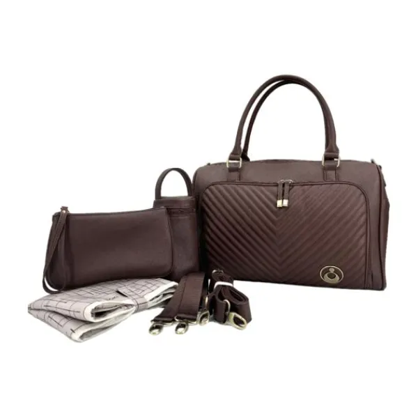Isoki Double Zip Satchel Quilted Chocolate> Lederlook Tassen