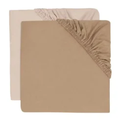 Jollein Hoeslaken Jersey - 2 Stuks - 70/75 x 140/150 cm - Sea Green/Biscuit><noscript><img width=