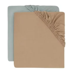 Jollein Hoeslaken Jersey - 2 Stuks - 60 x 120 cm - Sea Green/Biscuit> Hoeslakens